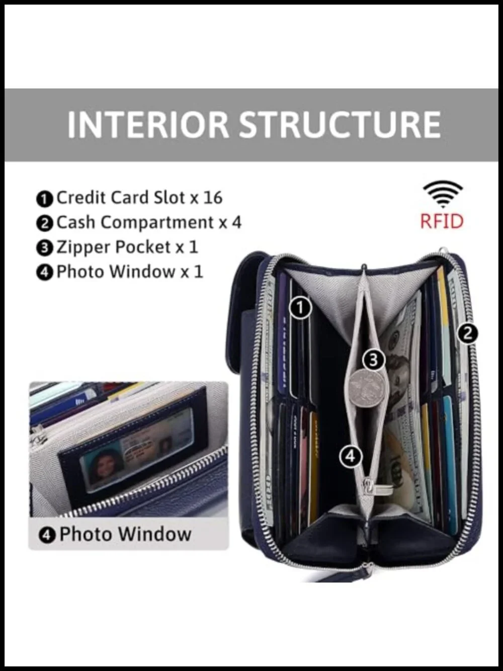 Genuine Leather Small Crossbody Bag RFID Phone Purse Wallet Adjustable Strap